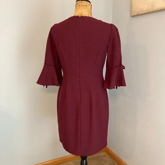 Jessica Howard Shift Dress Maroon 8P Bell Sleeve - Picture 3 of 9